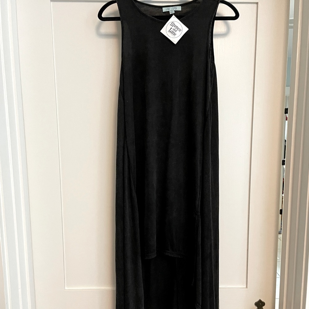 She + Sky black cotton asymmetrical tunic dress. Size S. Brand New